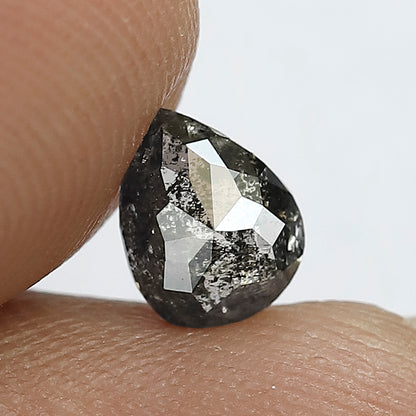 0.66 CT Pear Shape Salt and Pepper Diamond – Natural Gray Black Loose Diamond for Bridal Ring