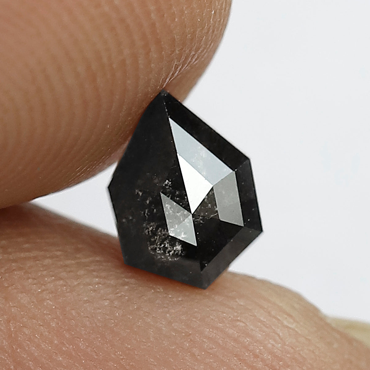 0.74 CT Shield cut Salt and Pepper Diamond, 7.00 mm Natural Gray Black Loose Ethical Diamond