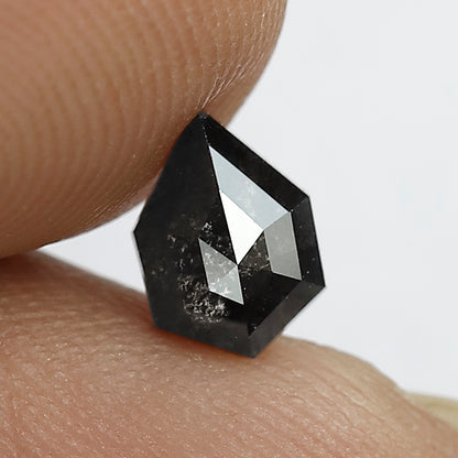 0.74 CT Shield cut Salt and Pepper Diamond, 7.00 mm Natural Gray Black Loose Ethical Diamond