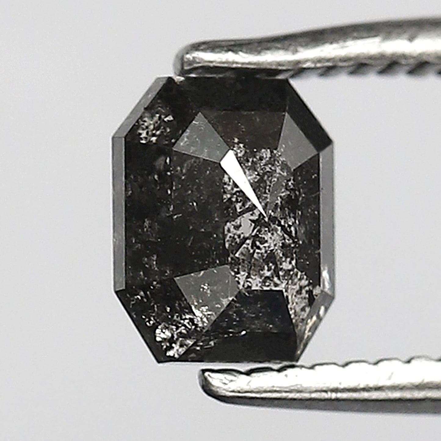 0.78 CT Emerald cut Loose Natural Diamond, 5.50 x 4.40 mm Gray Black Salt and Pepper Diamond For Anniversary Ring