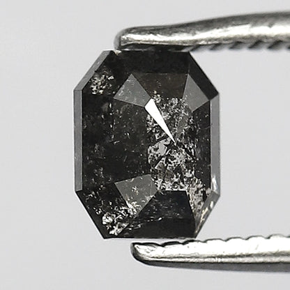 0.78 CT Emerald cut Loose Natural Diamond, 5.50 x 4.40 mm Gray Black Salt and Pepper Diamond For Anniversary Ring