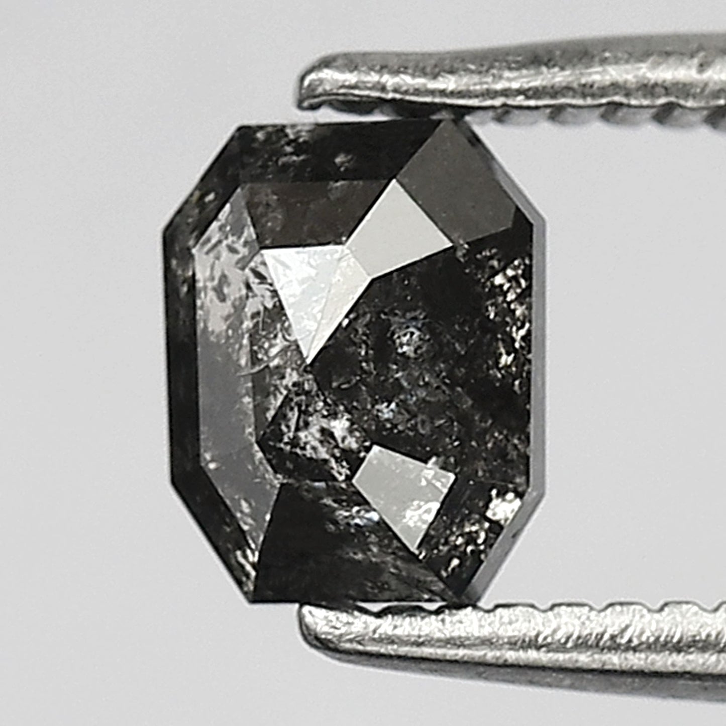 0.78 CT Emerald cut Loose Natural Diamond, 5.50 x 4.40 mm Gray Black Salt and Pepper Diamond For Anniversary Ring