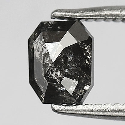 0.78 CT Emerald cut Loose Natural Diamond, 5.50 x 4.40 mm Gray Black Salt and Pepper Diamond For Anniversary Ring