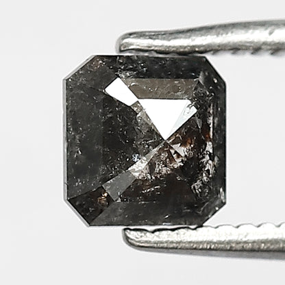 5.10 MM Asscher Cut Salt and Pepper Diamond – 0.76 CT Natural Gray Black Diamond for Promise Ring