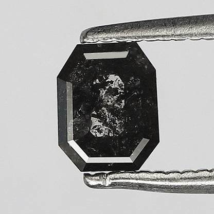 0.78 CT Emerald cut Loose Natural Diamond, 5.50 x 4.40 mm Gray Black Salt and Pepper Diamond For Anniversary Ring