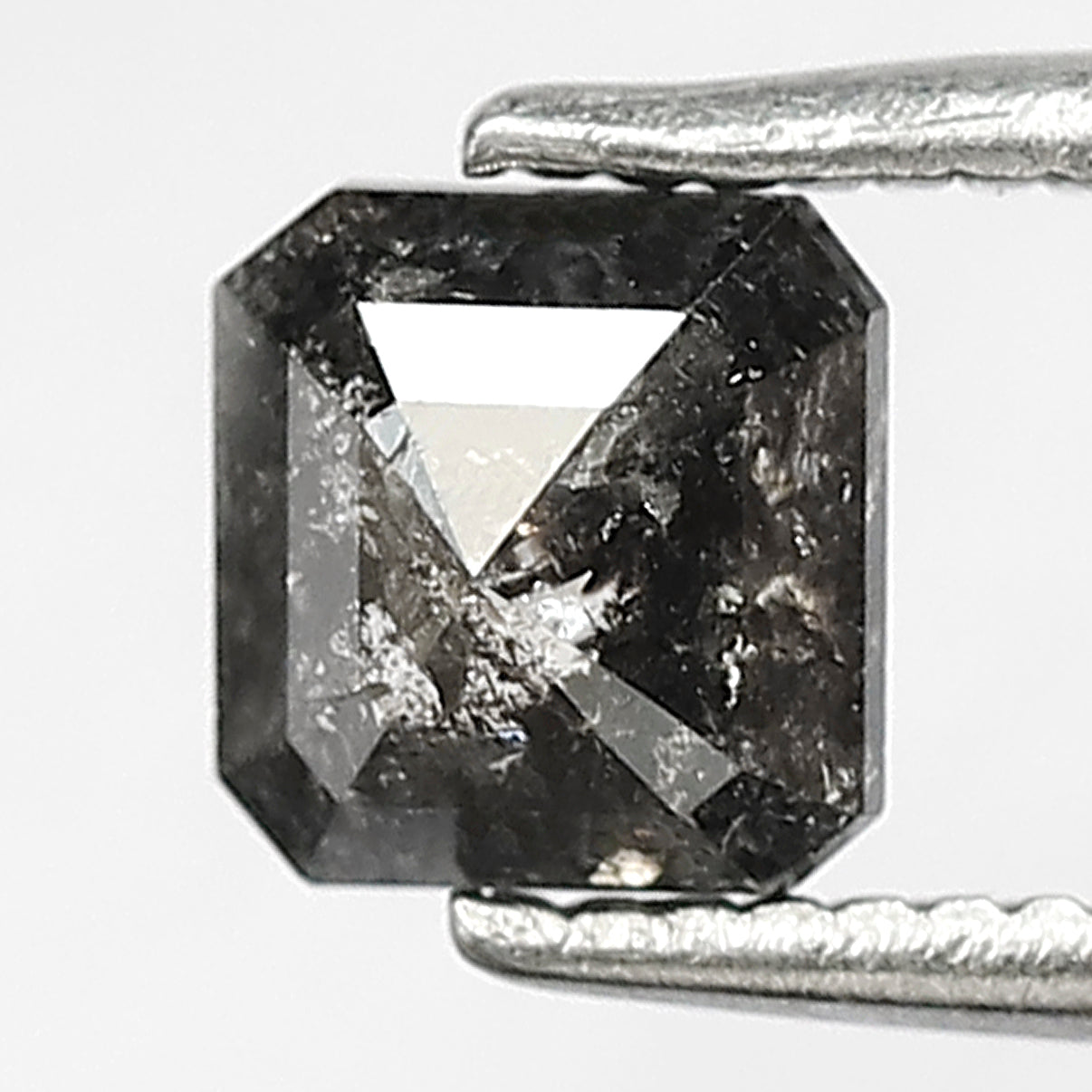 5.10 MM Asscher Cut Salt and Pepper Diamond – 0.76 CT Natural Gray Black Diamond for Promise Ring