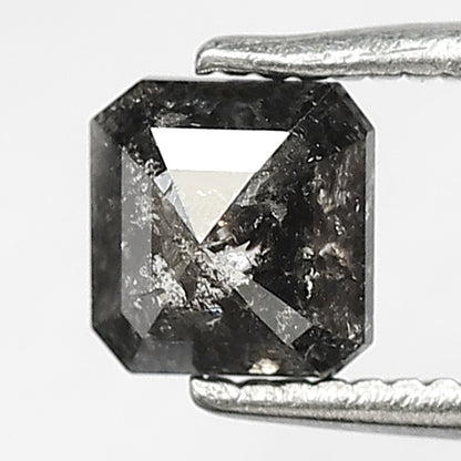 5.10 MM Asscher Cut Salt and Pepper Diamond – 0.76 CT Natural Gray Black Diamond for Promise Ring