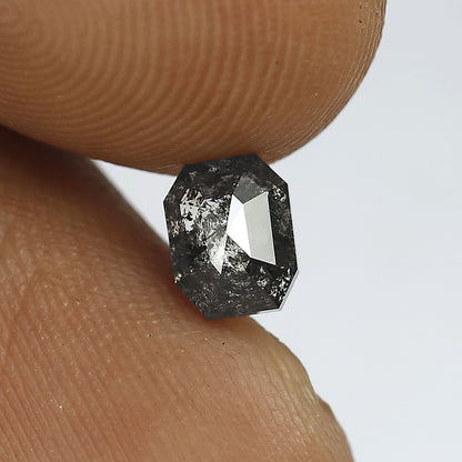 0.78 CT Emerald cut Loose Natural Diamond, 5.50 x 4.40 mm Gray Black Salt and Pepper Diamond For Anniversary Ring