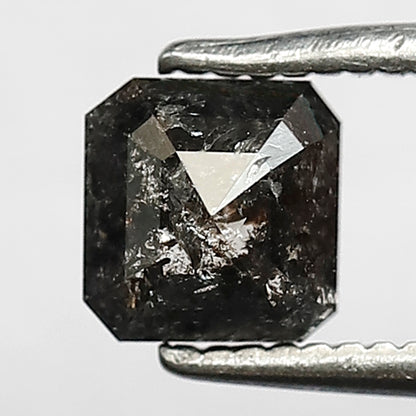 5.10 MM Asscher Cut Salt and Pepper Diamond – 0.76 CT Natural Gray Black Diamond for Promise Ring