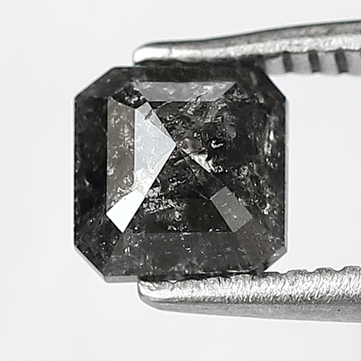 5.10 MM Asscher Cut Salt and Pepper Diamond – 0.76 CT Natural Gray Black Diamond for Promise Ring