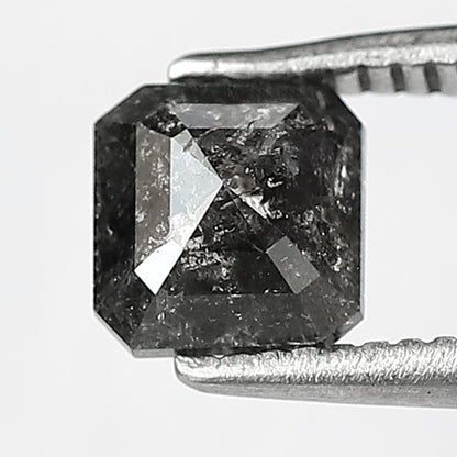 5.10 MM Asscher Cut Salt and Pepper Diamond – 0.76 CT Natural Gray Black Diamond for Promise Ring