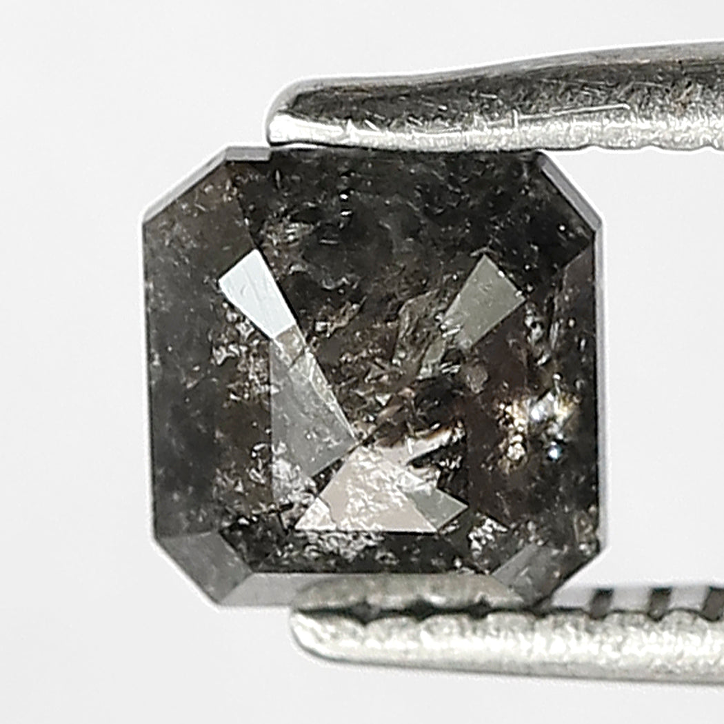 5.10 MM Asscher Cut Salt and Pepper Diamond – 0.76 CT Natural Gray Black Diamond for Promise Ring