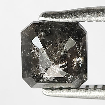 5.10 MM Asscher Cut Salt and Pepper Diamond – 0.76 CT Natural Gray Black Diamond for Promise Ring