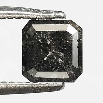 5.10 MM Asscher Cut Salt and Pepper Diamond – 0.76 CT Natural Gray Black Diamond for Promise Ring