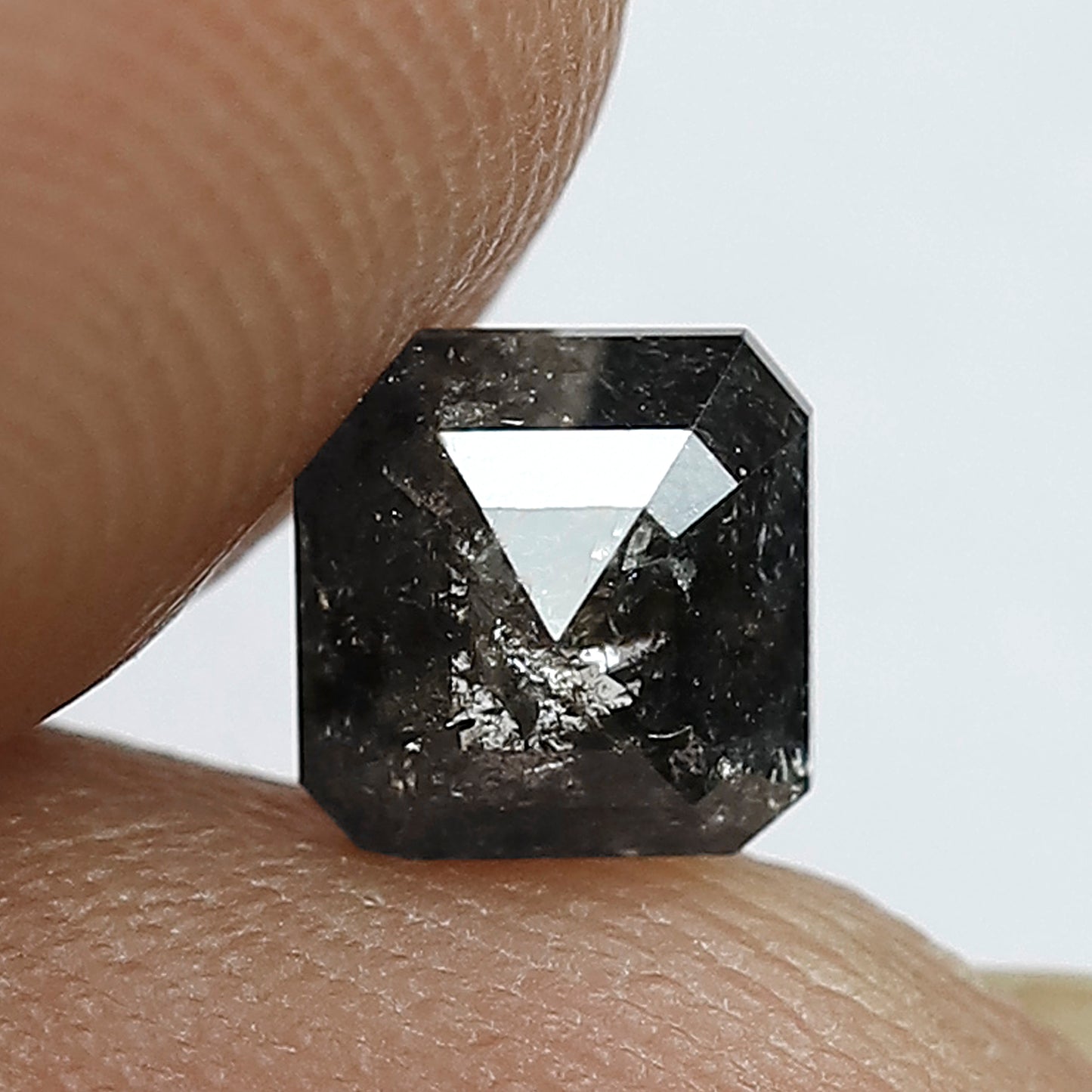 5.10 MM Asscher Cut Salt and Pepper Diamond – 0.76 CT Natural Gray Black Diamond for Promise Ring