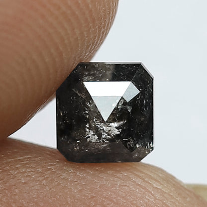5.10 MM Asscher Cut Salt and Pepper Diamond – 0.76 CT Natural Gray Black Diamond for Promise Ring