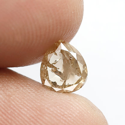0.94 CT Pear Shape Diamond Loose Natural 6.7 MM Fancy Brown Color Diamond Ethically Sourced Salt and Pepper Rustic Diamond
