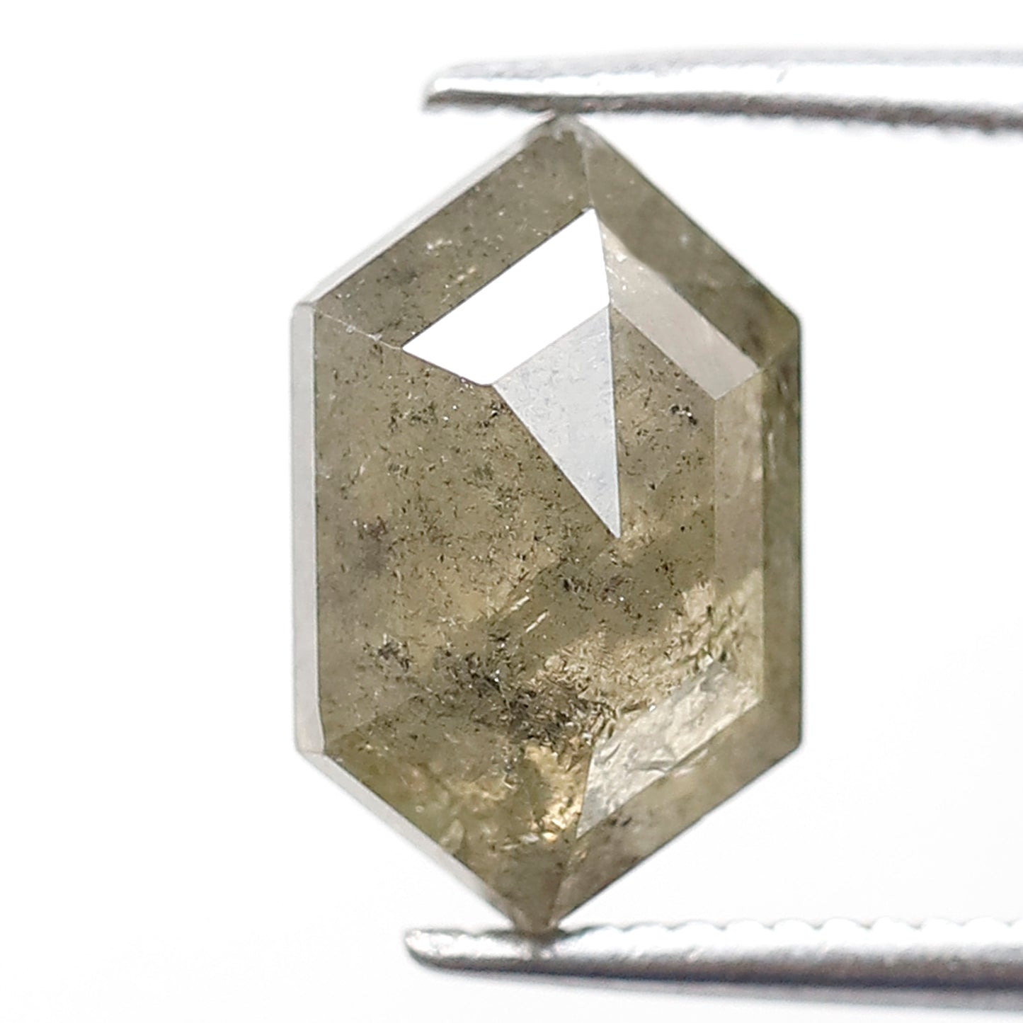 2.72 CT Elongated Hexagon Conflict Free Diamond, Natural 10.70 x 6.70 mm Salt and Pepper Diamond For Making Pendant and Jewelry