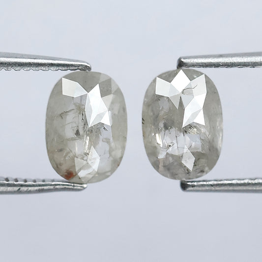1.84 CT 7.50 MM Pair Of Oval Shape Salt and pepper Loose Diamond Translucent White Color Diamond For Jewelry