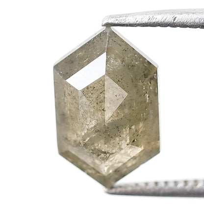 2.72 CT Elongated Hexagon Conflict Free Diamond, Natural 10.70 x 6.70 mm Salt and Pepper Diamond For Making Pendant and Jewelry
