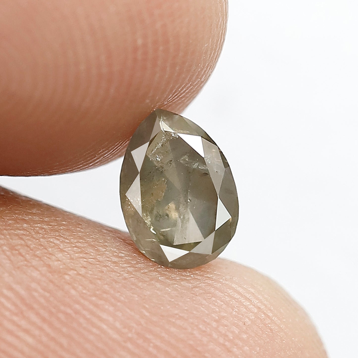 7 MM Pear Shape Diamond Loose Natural Conflict Free 0.98 CT Grayish Grey Color Salt and Pepper Diamond Wedding Ring