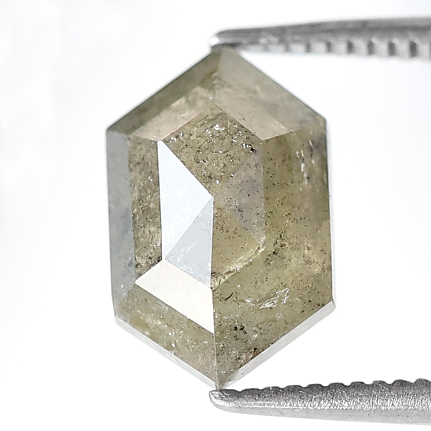 2.72 CT Elongated Hexagon Conflict Free Diamond, Natural 10.70 x 6.70 mm Salt and Pepper Diamond For Making Pendant and Jewelry