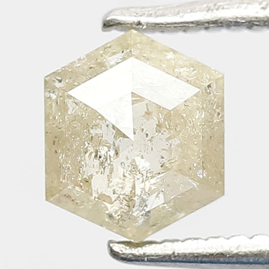 0.73 CT Hexagon Shape Diamond Loose Natural 6 MM Fancy Yellow Color Diamond Earth Mined Salt and Pepper Rustic Diamond
