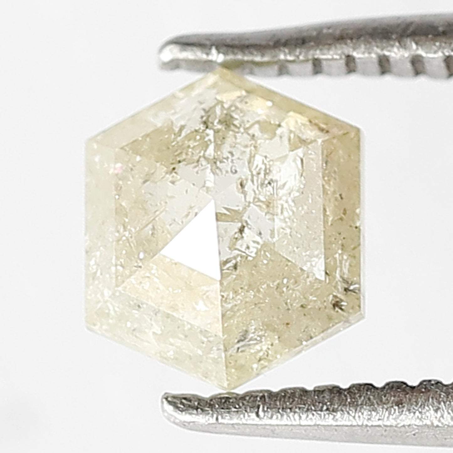 0.73 CT Hexagon Shape Diamond Loose Natural 6 MM Fancy Yellow Color Diamond Earth Mined Salt and Pepper Rustic Diamond