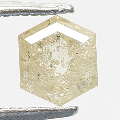 0.73 CT Hexagon Shape Diamond Loose Natural 6 MM Fancy Yellow Color Diamond Earth Mined Salt and Pepper Rustic Diamond