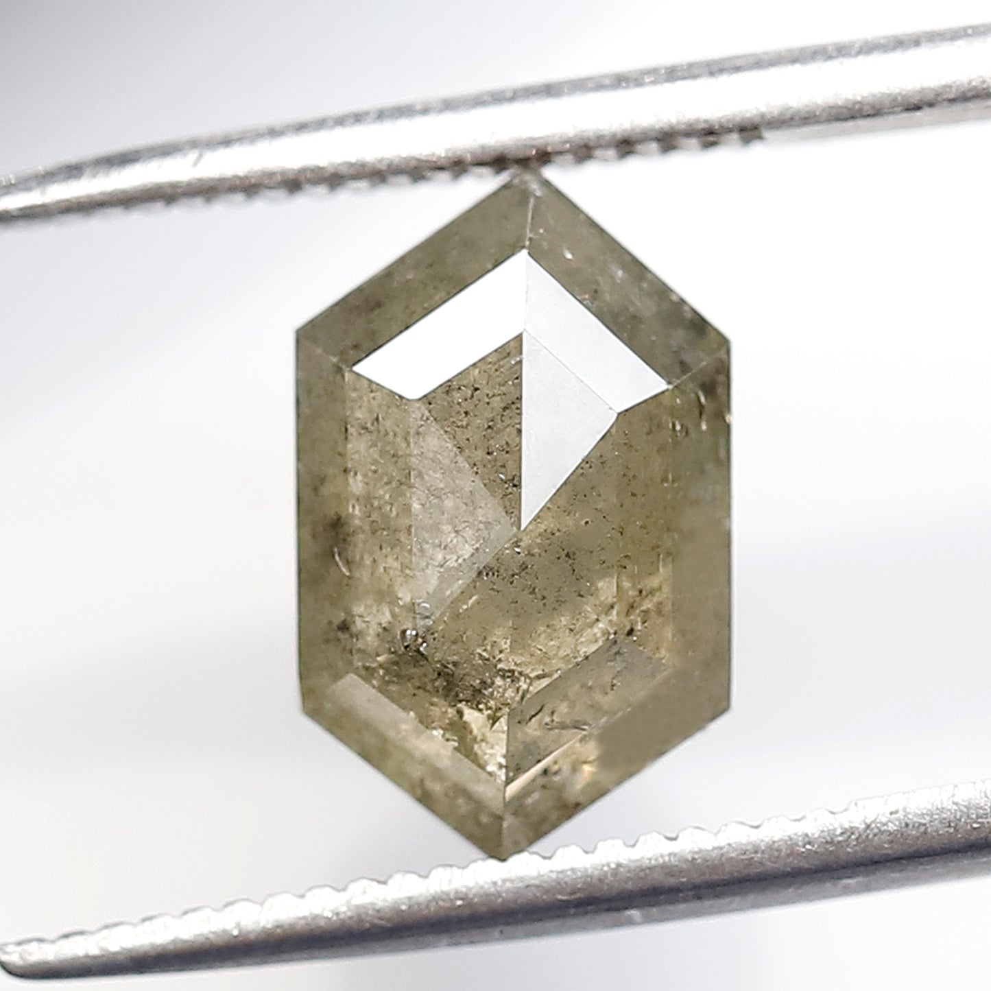 2.72 CT Elongated Hexagon Conflict Free Diamond, Natural 10.70 x 6.70 mm Salt and Pepper Diamond For Making Pendant and Jewelry