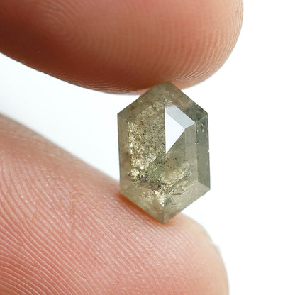 2.72 CT Elongated Hexagon Conflict Free Diamond, Natural 10.70 x 6.70 mm Salt and Pepper Diamond For Making Pendant and Jewelry