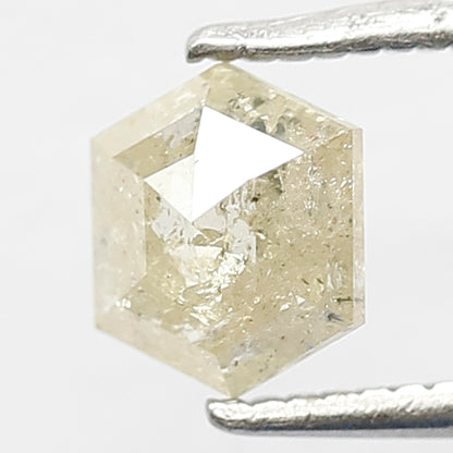 0.73 CT Hexagon Shape Diamond Loose Natural 6 MM Fancy Yellow Color Diamond Earth Mined Salt and Pepper Rustic Diamond