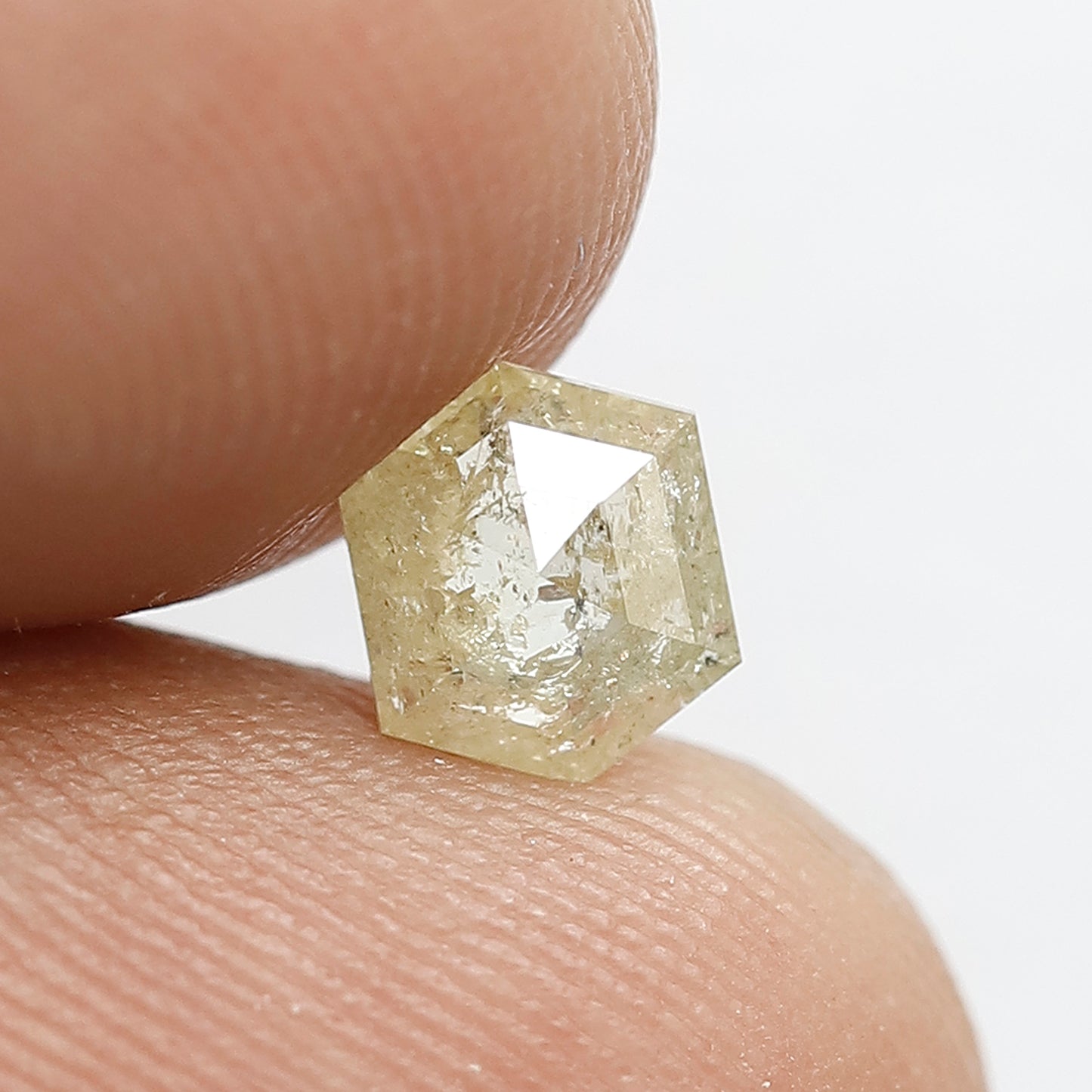 0.73 CT Hexagon Shape Diamond Loose Natural 6 MM Fancy Yellow Color Diamond Earth Mined Salt and Pepper Rustic Diamond