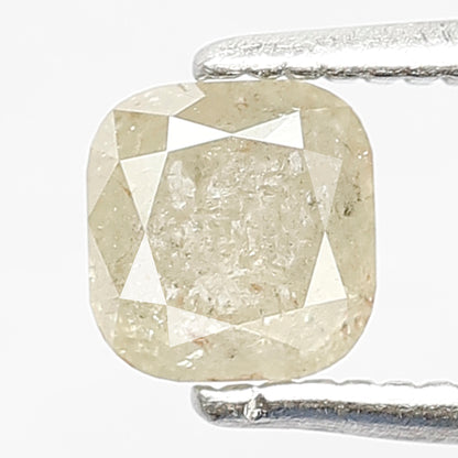 0.68 CT Loose Natural Fancy light Yellow Color Diamond 4.9 MM Cushion Shape Loose Natural Rustic Salt and Pepper Diamond
