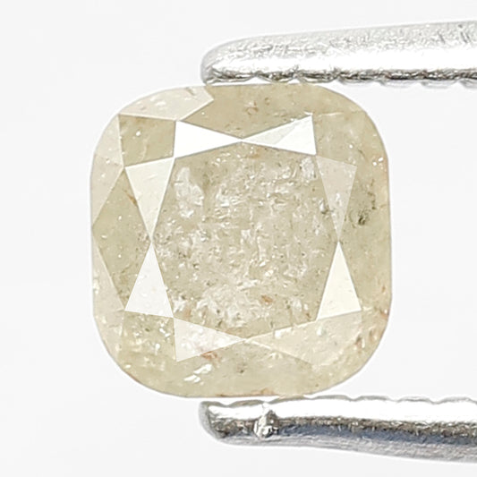 0.68 CT Loose Natural Fancy light Yellow Color Diamond 4.9 MM Cushion Shape Loose Natural Rustic Salt and Pepper Diamond