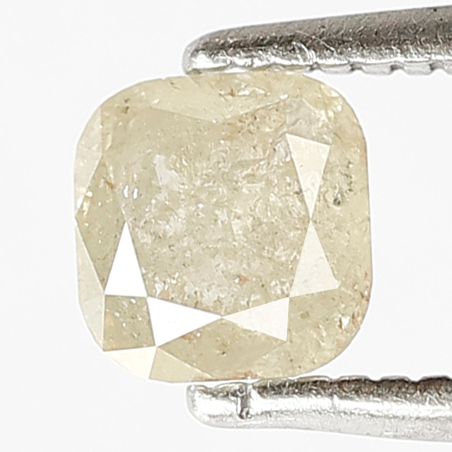 0.68 CT Loose Natural Fancy light Yellow Color Diamond 4.9 MM Cushion Shape Loose Natural Rustic Salt and Pepper Diamond