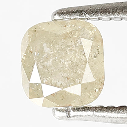 0.68 CT Loose Natural Fancy light Yellow Color Diamond 4.9 MM Cushion Shape Loose Natural Rustic Salt and Pepper Diamond