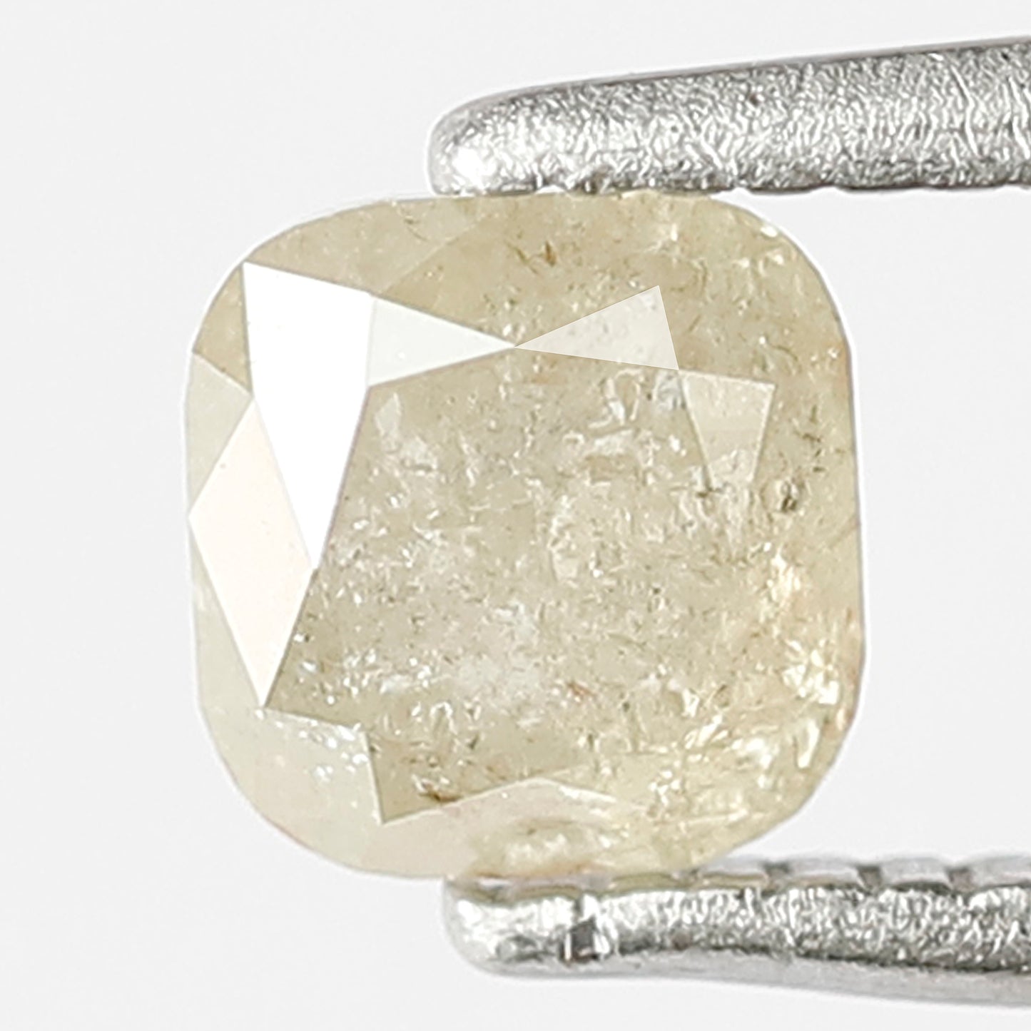 0.68 CT Loose Natural Fancy light Yellow Color Diamond 4.9 MM Cushion Shape Loose Natural Rustic Salt and Pepper Diamond