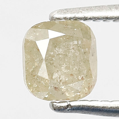 0.68 CT Loose Natural Fancy light Yellow Color Diamond 4.9 MM Cushion Shape Loose Natural Rustic Salt and Pepper Diamond
