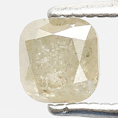 0.68 CT Loose Natural Fancy light Yellow Color Diamond 4.9 MM Cushion Shape Loose Natural Rustic Salt and Pepper Diamond