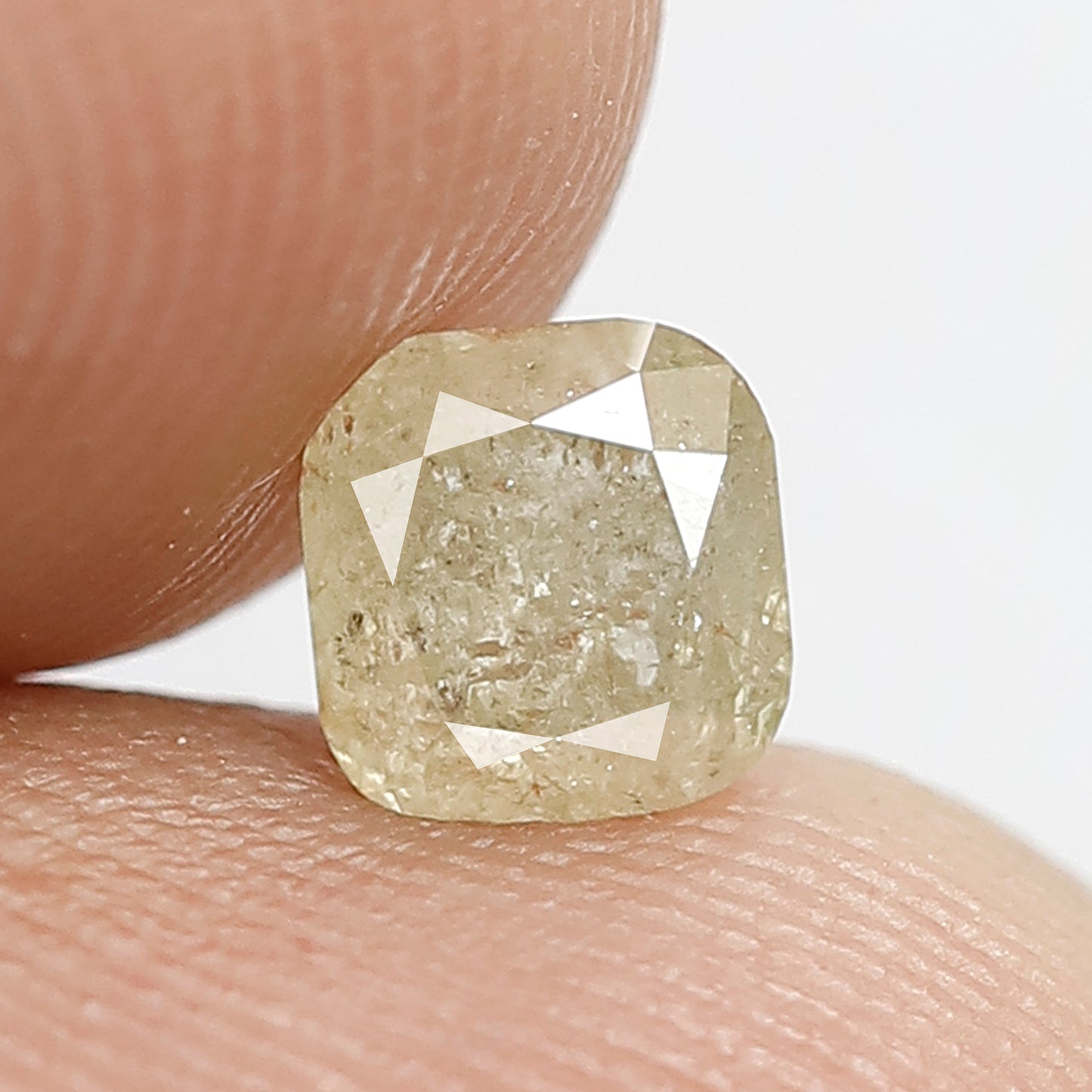 0.68 CT Loose Natural Fancy light Yellow Color Diamond 4.9 MM Cushion Shape Loose Natural Rustic Salt and Pepper Diamond