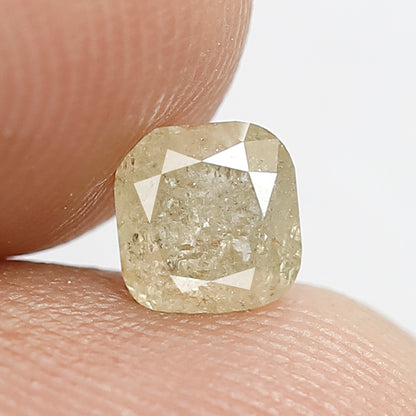 0.68 CT Loose Natural Fancy light Yellow Color Diamond 4.9 MM Cushion Shape Loose Natural Rustic Salt and Pepper Diamond