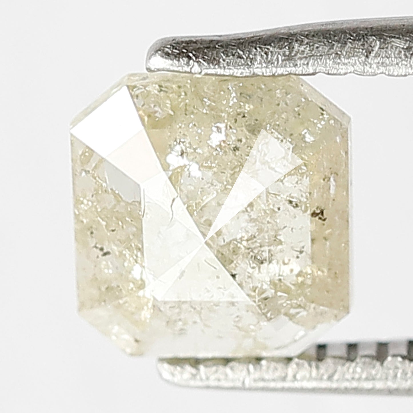 6 MM Fancy Yellow Color Diamond Loose Natural Asscher Shape 0.74 CT Ethically Sourced Rustic Salt and Pepper Diamond Wedding Ring