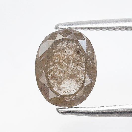 1.57 CT Oval Shape Grayish Brown Diamond, 8.00 mm Natural Salt and Pepper Loose Diamond For Anniversary Ring Gift