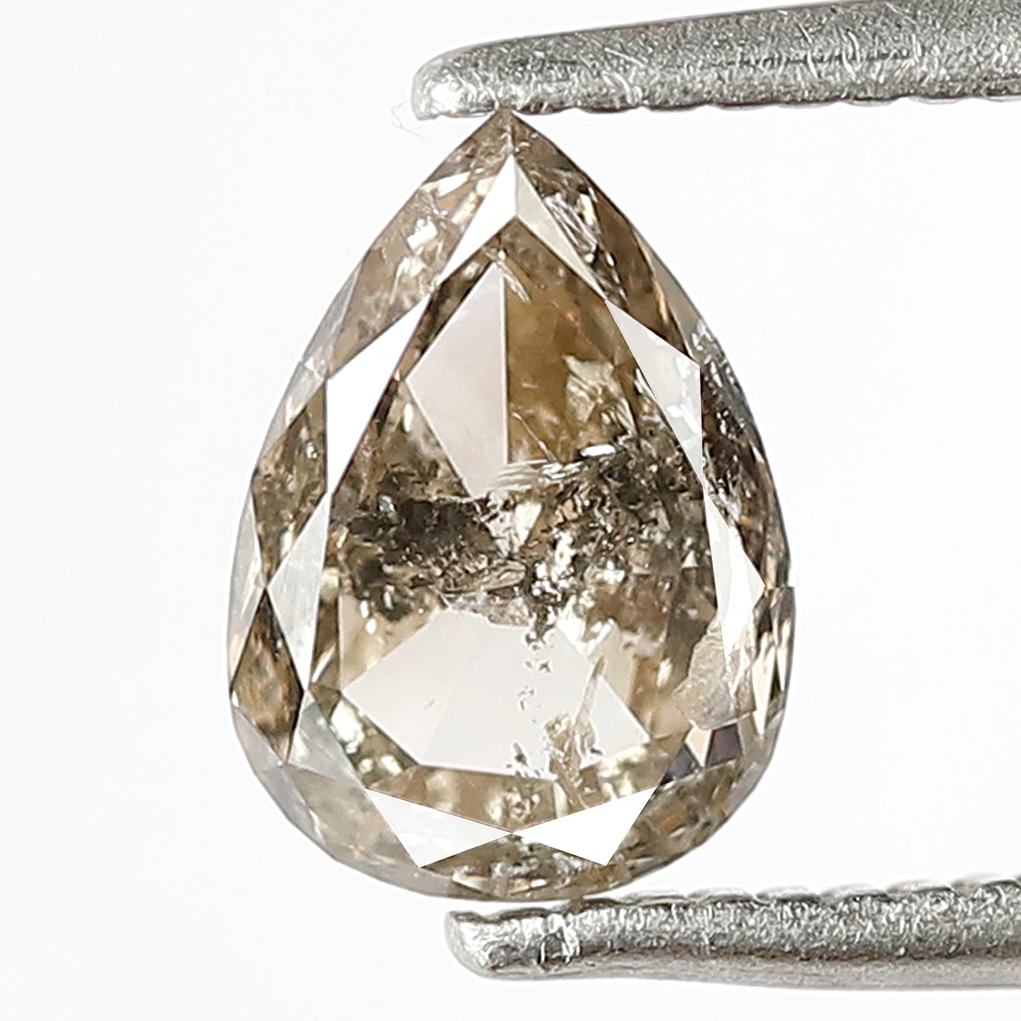 1.02 CT Loose Natural Pear Shape Diamond 7.6 MM Brownish Black Color Rustic Salt and Pepper Diamond For Custom Made Jewelry