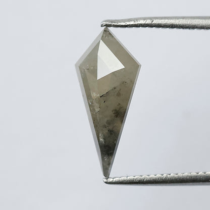 1.69 CT 13.60 MM Elongated Kite Shape Loose Natural Diamond Grey Black Color Diamond For Engagement Ring