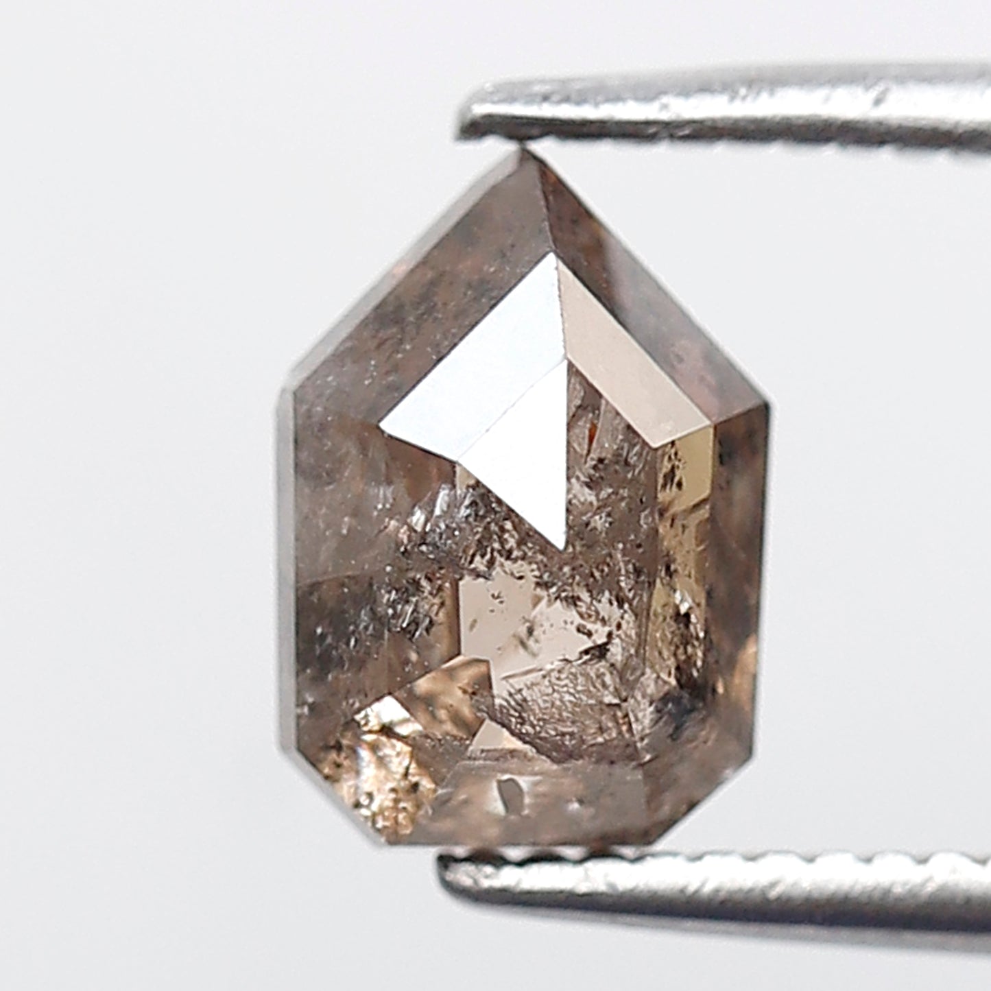 1.55 CT Gray Brown Geometric cut Loose Diamond, 7.90 mm Ethical Salt and Pepper Diamond