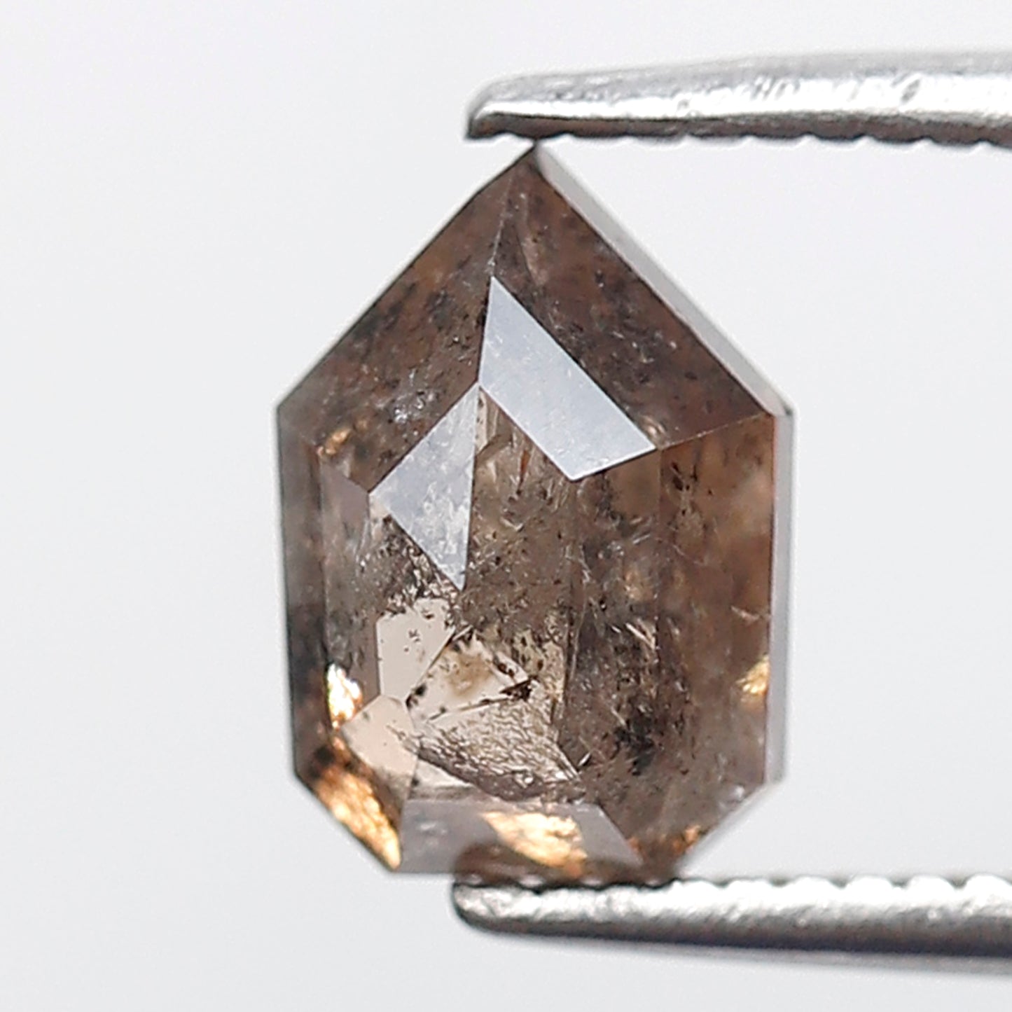 1.55 CT Gray Brown Geometric cut Loose Diamond, 7.90 mm Ethical Salt and Pepper Diamond