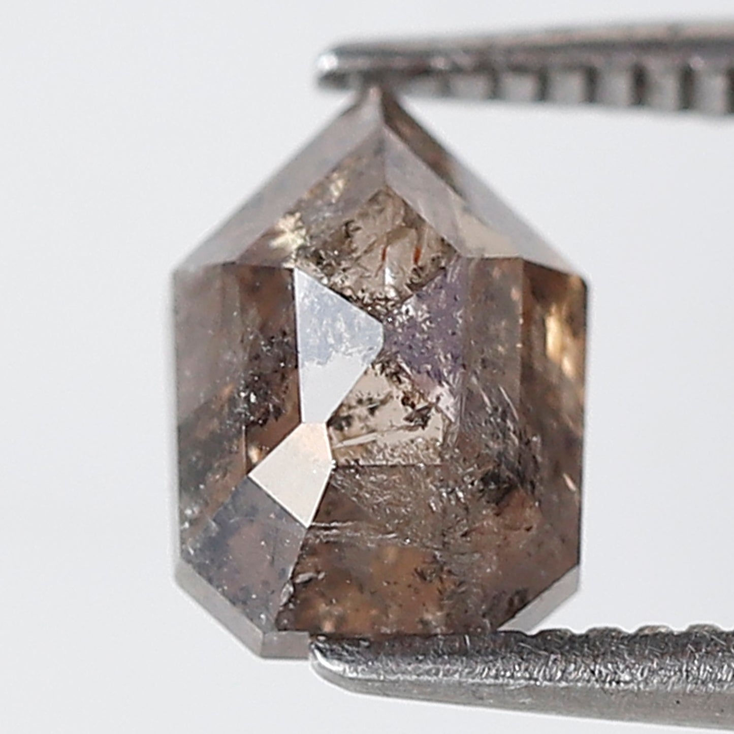 1.55 CT Gray Brown Geometric cut Loose Diamond, 7.90 mm Ethical Salt and Pepper Diamond