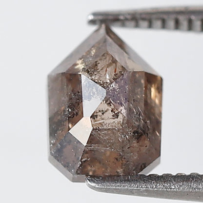 1.55 CT Gray Brown Geometric cut Loose Diamond, 7.90 mm Ethical Salt and Pepper Diamond
